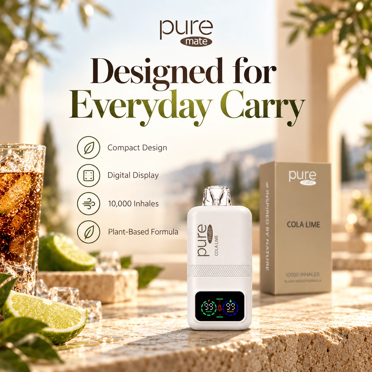 Pure Mate Cola Lime vitamin B12 diffuser product scene