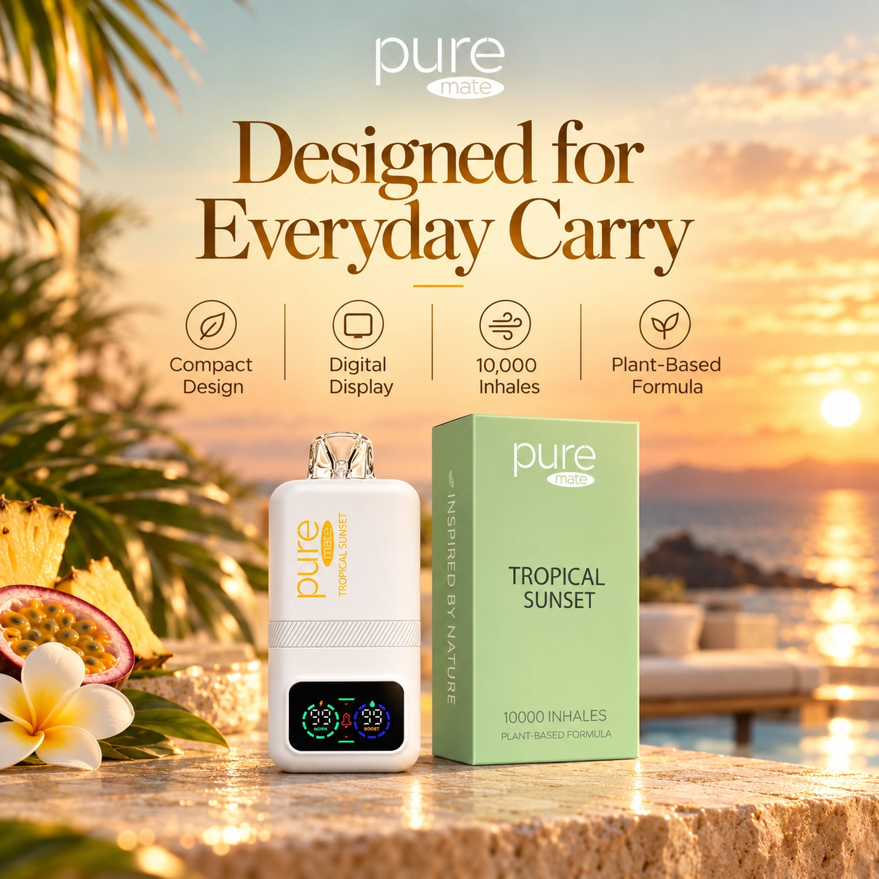 Pure Mate Tropical Sunset vitamin B12 diffuser in a modern lifestyle setting