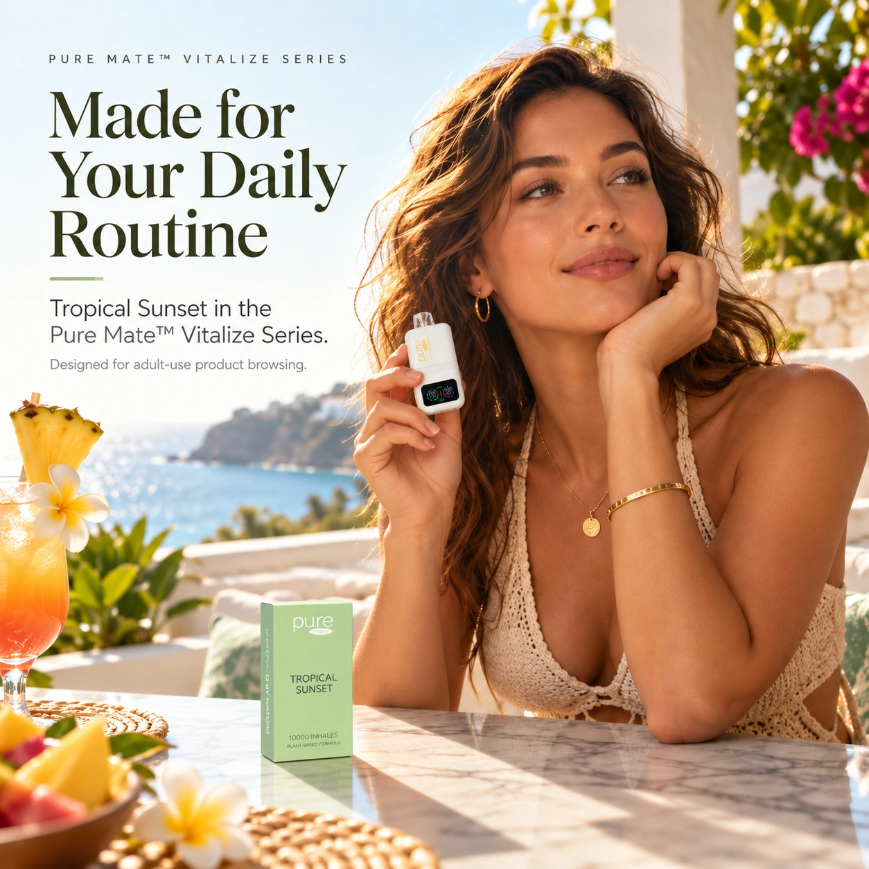 Pure Mate Tropical Sunset vitamin B12 diffuser in a modern lifestyle setting